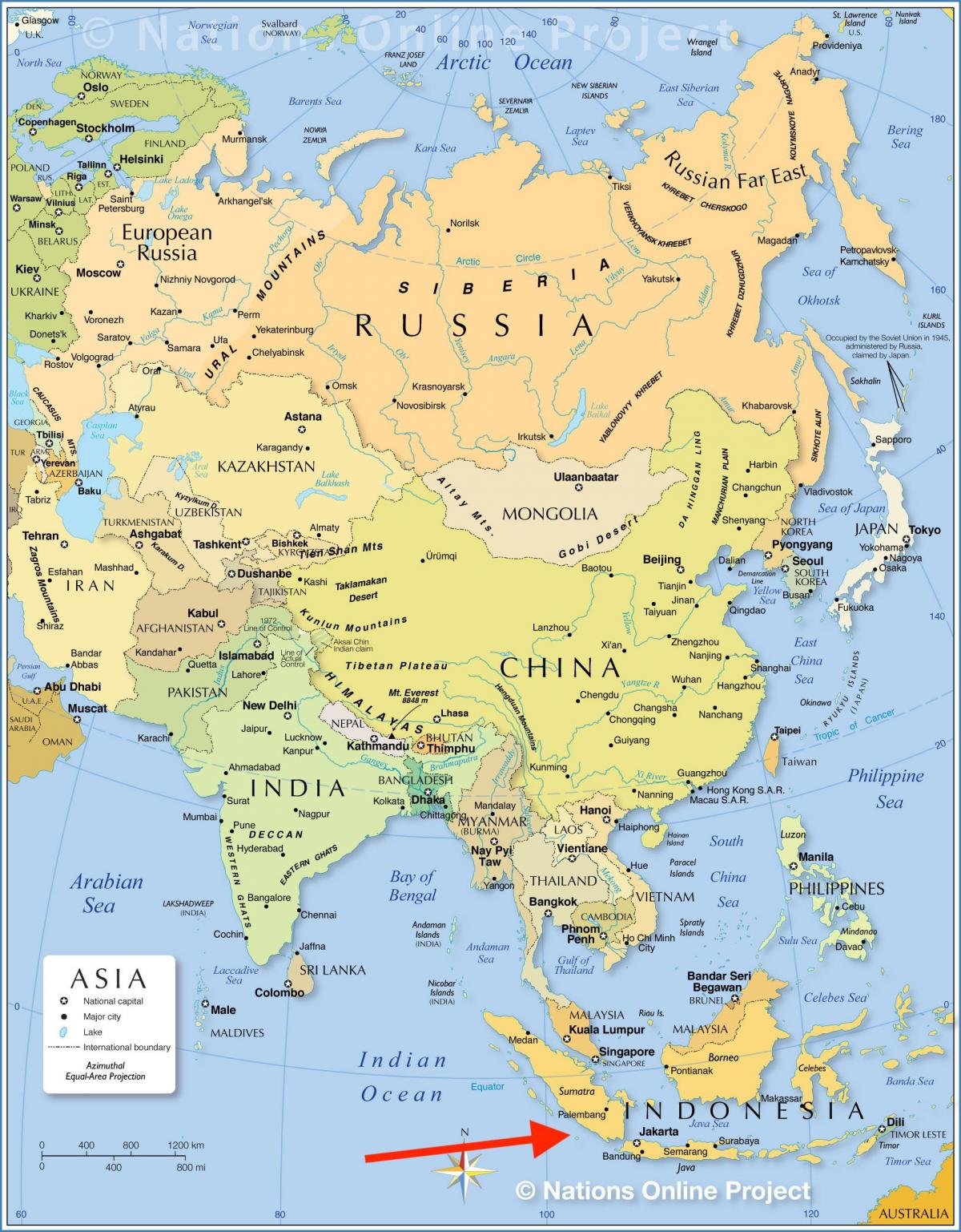 Posizione dell'Indonesia sulla mappa dell'Asia sudorientale